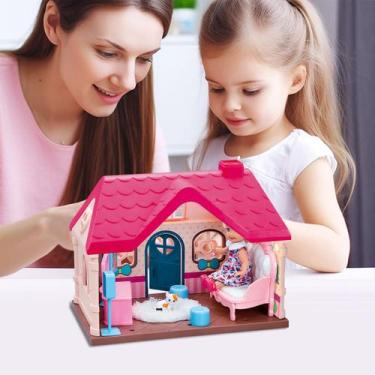 Imagem de Casa Mágica Rosa de bonecas Casinha de Brinquedo Infantil Crianças Com