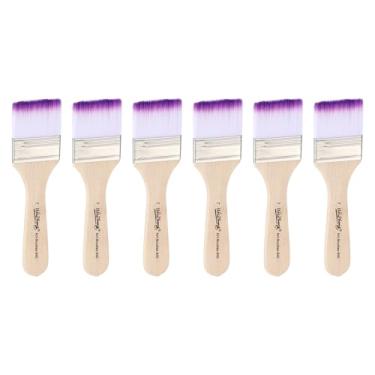 Imagem de HARFINGTON 6 pincéis de pintura pequenos de 4 cm de tinta plana e lascas de nylon com cabo de madeira para pintura de arte faça você mesmo, móveis, armário, cercas, deck, parede, porta, acabamento
