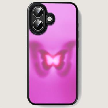Imagem de Capa de telefone para iPhone 16 - bonita, moderna, estética, padrão de designer, proteção rígida - serve para Apple iPhone 16 para mulheres e homens (borboleta, iPhone 16)