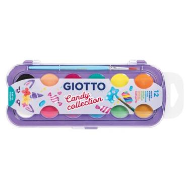 Imagem de GIOTTO Candy Collection Unicórnio Conjunto de Aquarela em Pastilhas, 12 Cores Pastel com Pincel