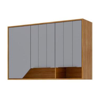 Imagem de Armário Aéreo Celeste 120 cm com 3 Portas - MGM Móveis, Cinamomo/Plati