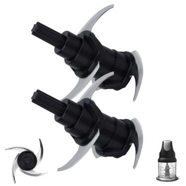 Imagem de Lâminas de substituição para Ninja NJ100 NJ110GR NJ100WM Chopper Express Chop Blade - Lâminas de substituição compatíveis com acessórios Ninja de 473 ml Food Ninja Express Chopper (embalagem com 2)