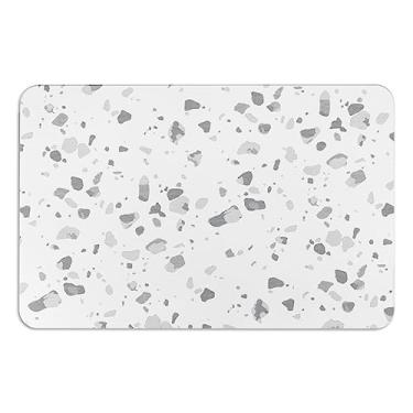 Imagem de FloorPops Tapete de banho Artsy Mats cinza Terrazzo branco secagem rápida pedra antiderrapante