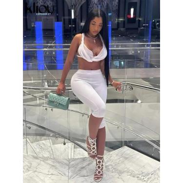 Imagem de Conjunto De Top Cropped E Shorts Sexy Para Mulheres, 2 Peças, Roupas D