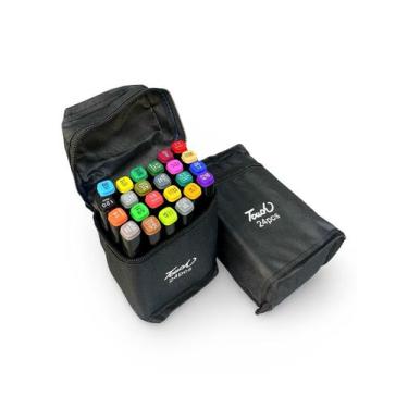 Imagem de Kit Caneta Marcadora Touch Permanente Colorida Ponta Dupla Com Diverso