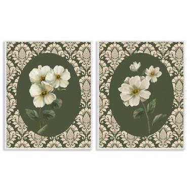 Imagem de Stupell Industries Fancy Lace White Florals 2 peças branco emoldurado conjunto de arte giclée, design por Nan, 30 x 24