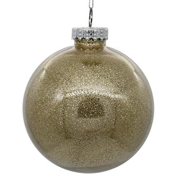 Imagem de Vickerman Bola transparente de 15,24 cm ornamento de Natal com glitter de aveia Este item vem com 4 ornamentos por unidade.