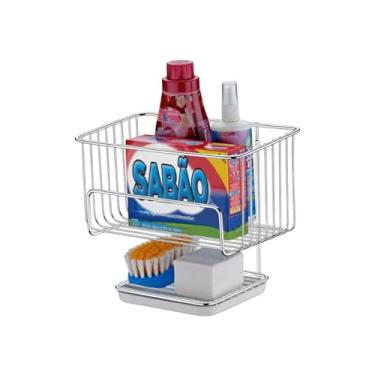 Imagem de Cesto Multiuso para Lavanderia com Base para Escova/Sabão cromado - Organizare - Future