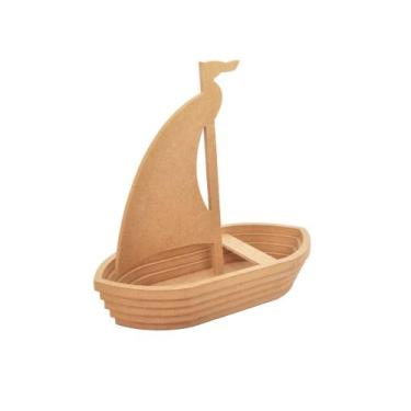 Imagem de Barquinho barco de madeira a vela brinquedo decoração - DZX Distribuid