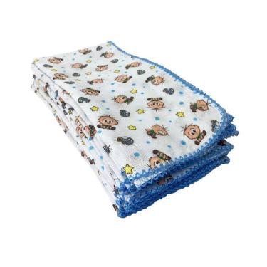 Imagem de Kit 10 Fralda Turma Da Mônica 70X70Cm Com Crochê Cebolinha