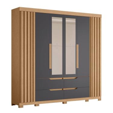 Imagem de Guarda Roupa Casal 240cm com Espelho Doble Freijó/Titanium  - Albatroz