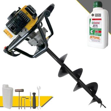Imagem de Perfurador de Solo Perfuratriz Lynus PSL-517 À Gasolina 52cc 1,8HP 9.000rpm Motor 2 Tempos Completo Com Broca 80X20cm + ÓLEO STIHL 2T