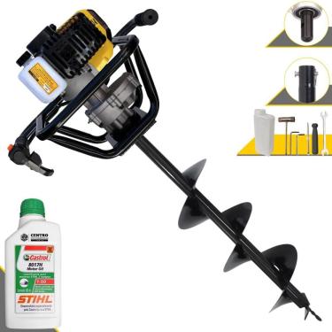 Imagem de Trado Motorizado À Gasolina Lynus PSL517 2T 52cc 1,8HP 9.000rpm Perfurador de Solo Completo Com Broca 80x20cm + ÓLEO STIHL 2T