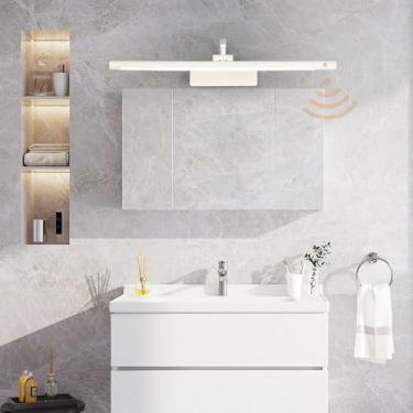 Imagem de GZZBMY Luz de espelho LED banheiro com detector de movimento lâmpada de parede moderna dobrável ângulo ajustável à prova d'água iluminação de parede iluminação de imagem para penteadeira banheiro (luz