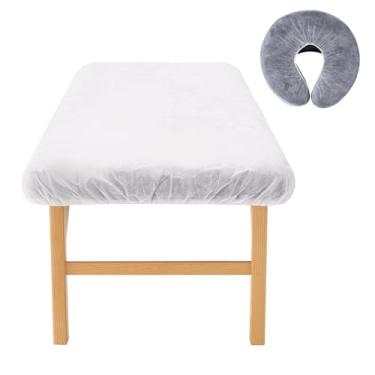 Imagem de INNOVIO Pacote com 60 lençóis descartáveis de mesa de massagem e capas de encosto de cabeça brancas