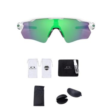 Imagem de Oakley Óculos de sol Radar EV Path OO9208 Shield | Pacote com kit de limpeza e bolsa de microfibra branca, Branco polido/Prizm Jade
