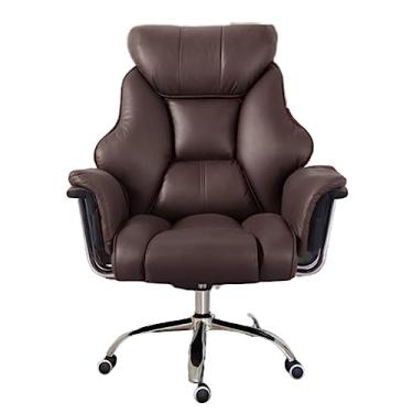 Imagem de Escritório executivo confortável, escritório grande e alto com descanso para os pés de couro reclinável, mesa de escritório em casa com suporte lombar, escritório ergonômico com apoios de braços