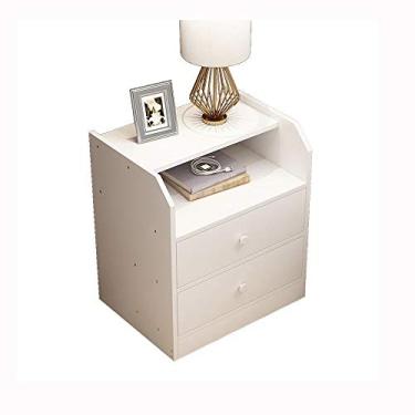 Imagem de Mesa de cabeceira de madeira com design de gaveta dupla, mesa de cabeceira, móveis de quarto (cor: D) (D)