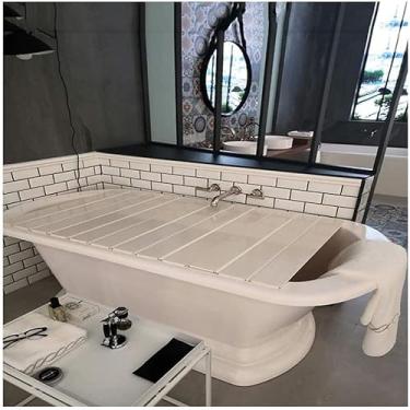 Imagem de Coperchio per Vassoio per Vasca, Coperchio per Vasca Coperchio per Vasca Antipolvere Pieghevole Antipolvere Coperchio Isolante per Vasca, Coperchio per Vasca com persiane