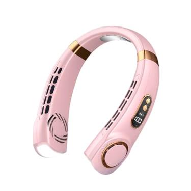 Imagem de Yofab Ventilador de pescoço pessoal portátil recarregável por USB 4000 mAh Tipo-C 5 velocidades Ventilador de pescoço sem pás Ventiladores portáteis que sopram ar frio