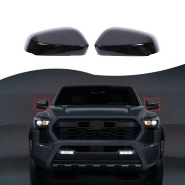 Imagem de Capa de espelho retrovisor de porta compatível com Toyota Tacoma 2024 2025, acessórios de acabamento de moldagem de capa de espelho retrovisor lateral (com luz de seta) (preto brilhante)