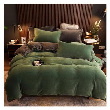 Imagem de 4 peças de capa de edredom de flanela lisa quente para o inverno, super macia, aconchegante, conjunto de lençol de cama para casa (5 Queen)