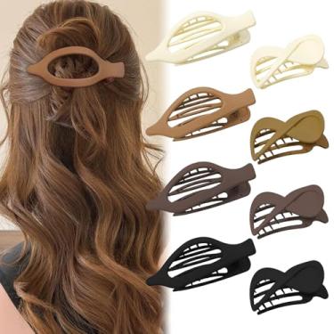 Imagem de 8 peças de grampos de cabelo lisos franceses para mulheres grampos de cabelo colorido bico de pato para cabelo grosso e fino moda fosco garras de cabelo 2 estilos