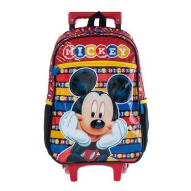 Imagem de Mochila Escolar Masculina de Rodinhas Mickey Vermelha - Bagaggio, U