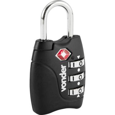 Imagem de Cadeado com Segredo 3 Algarismo TSA Preto Vonder