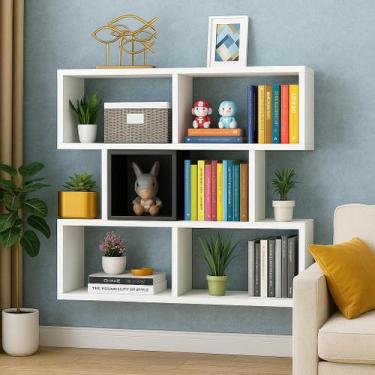 Imagem de Prateleira decorativa mdf 90x90x18cm ideal para organizar livros enfei