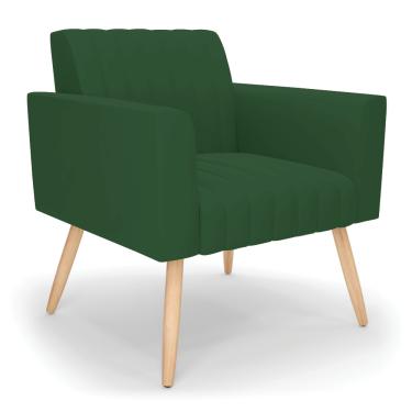 Imagem de Poltrona Viena Gomada Veludo Verde Pés Palito Natural - D'Rossi