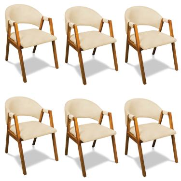 Imagem de Cadeira Sala de Jantar Em Madeira kit 6 Yara Suede D03 - D'Rossi