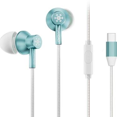 Imagem de NICEHCK StringSnow Fones de ouvido com fio com microfone, driver dinâmico PEEK PU LCP diafragma HiFi de 10 mm, chip DAC para iPhone, Samsung, computador, laptop estudantes (verde tipo C com microfone)