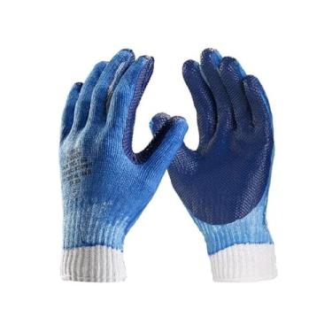 Imagem de Kit com 3 Luvas de Segurança Emborrachada Reforçada Gladiador Danny DA36105AZ - Para Atividades Pesada - Construções, Pedreiros, Pintores, Serviços Gerais (XG - 10)