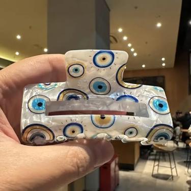 Imagem de 1 grampo de cabelo feminino Blue Eye Series - Design minimalista elegante com motivo intrincado para os olhos, grampo de cabelo de plástico durável para penteados casuais e formais - Estilo 1