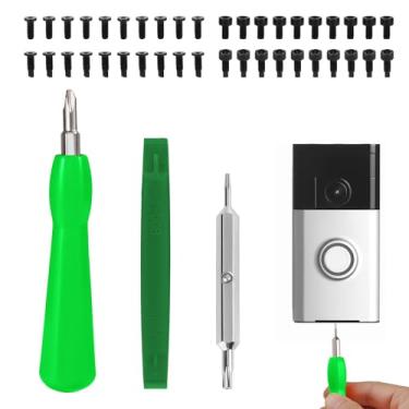 Imagem de Kit de chave de fenda de campainha, 4 tipos de brocas de chave de fenda com acessórios, 40 parafusos de campainha, substituição de chave de fenda de campainha de vídeo de extremidade dupla para