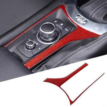 Imagem de Aotumcer Console central botão multimídia botão de ar condicionado moldura painel adesivo de fibra de carbono macio compatível com Mazda MX-5 MX5 Miata 2016-up