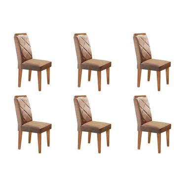 Imagem de Kit 6 Cadeiras De Cozinha Melissa 6 Un Capuccino-linho Bege Turim - Rufato