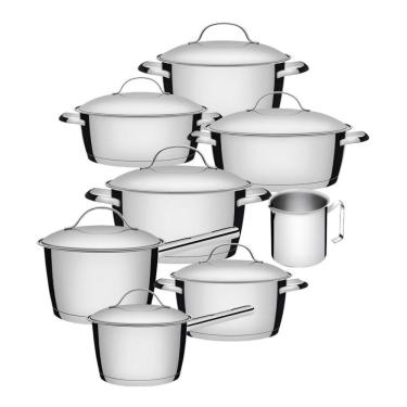 Imagem de Jogo Panelas 7 Peças + Fervedor Allegra Aço Inox Tramontina