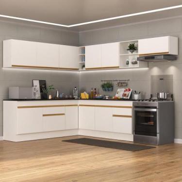 Imagem de Cozinha Completa De Canto Mp2103 Com Armário E Balcão Branca - MULTIMO