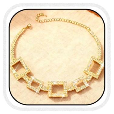 Imagem de COSYDAYS Colar gargantilha de strass prata diamante brilhante colar acessórios de joias para mulheres, Free Size, Strass, Sem Pedra Preciosa