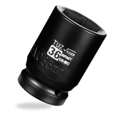 Imagem de TUZkozs Soquete de impacto de porca de eixo profundo de acionamento de 2,5 cm, CR-MO, 6 pontos, métrico, soquete de impacto 6PT profundo - 36 mm