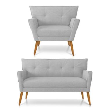 Imagem de Kit Namoradeira E Poltrona Anitta Linho Cinza D'rossi