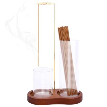 Imagem de Porta-Incenso 2 em 1, Bandeja de Madeira para Queimador com Suporte Ferro e Coletores Cinzas Vidro Anti-Cinzas Voadoras Suprimentos Armazenamento Incenso Ioga Spa