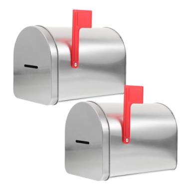 Imagem de Totority Christmas Tinplate Mailbox Piggy Bank, 2pcs White Metal Tin Containers with Coin Slot, Empty Storage Box for Holiday Cookies, Candies, Treats and Money Savings,Silver