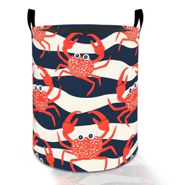 Imagem de Cesto de roupa suja fofo de caranguejo para meninos, meninas, crianças, adultos, caixa de armazenamento de roupas Oxford, dobrável, impermeável, organizador de animais do oceano vermelho para quarto