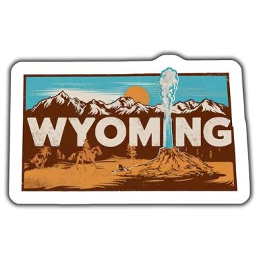 Imagem de Adesivo Wyoming, adesivo de viagem retrô, decalque vintage do Wyoming, adesivo de aventura, adesivo de paisagem de montanha, presente para viajantes - adesivo de 12 cm - pacote com 2 - CCSTICKER01310
