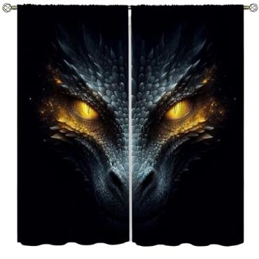 Imagem de Cortinas blackout de dragão, misterioso olho de dragão preto, decoração de casa, cortinas para meninos, meninas, quarto adolescente, sala de estar, cozinha, tratamento de janela, conjunto com 2