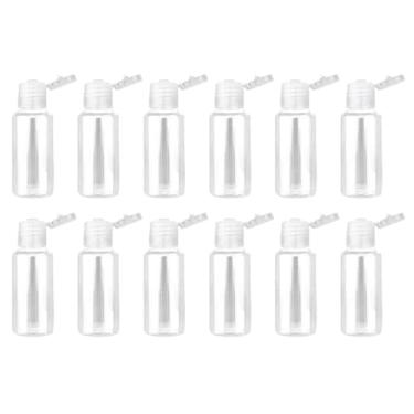 Imagem de MEETOOT Pacote com 12 frascos vazios de plástico transparente (com tampa flip, capacidade de 30 ml), adequado para xampu, loção, sabonete líquido, armazenamento de creme de cuidados com a pele