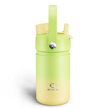 Imagem de Garrafa de água infantil com canudo – Garrafa de água de aço inoxidável de 350 ml com bicos duplos, à prova de vazamento, livre de BPA, aspirador de parede dupla mantém frio por 24 horas para esportes